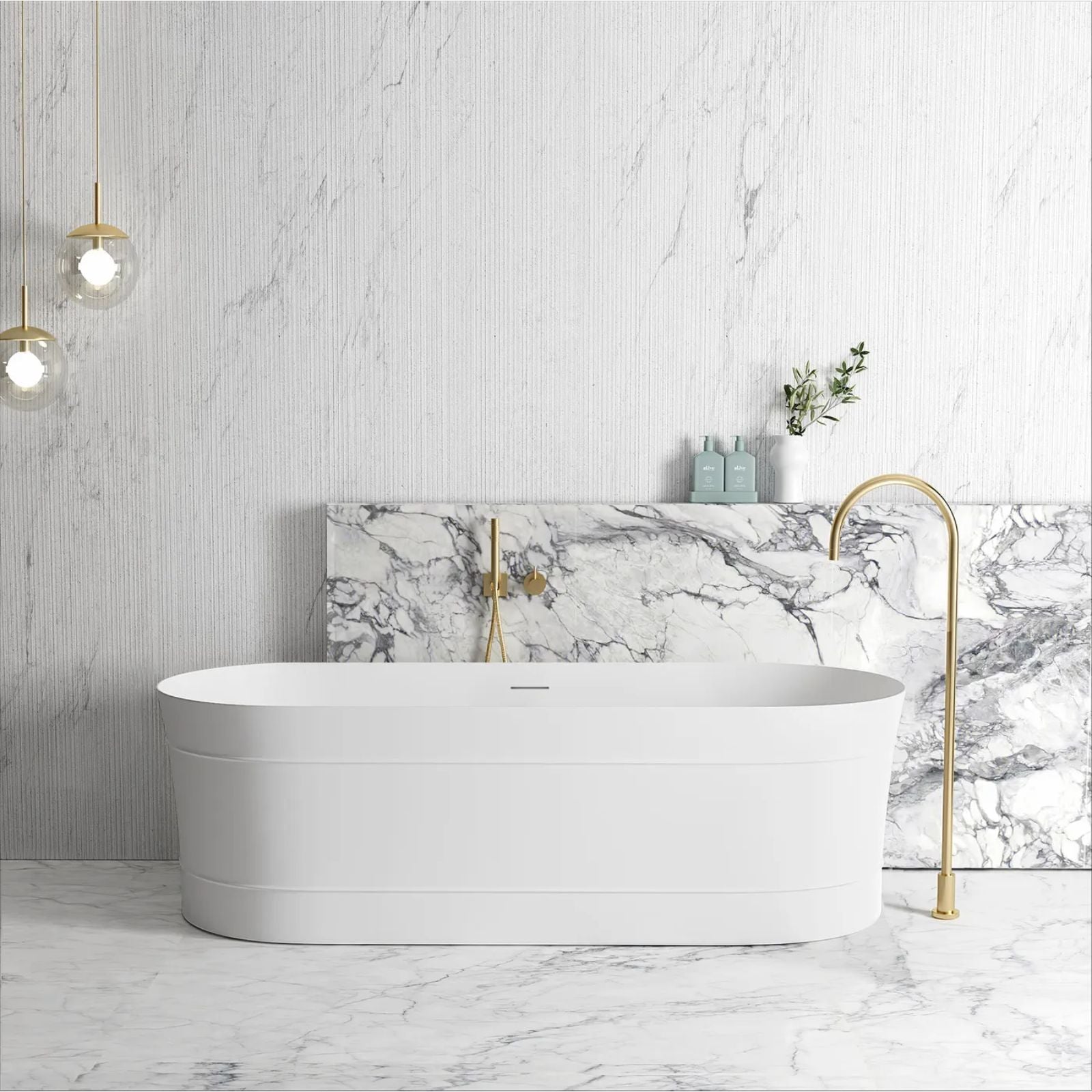 Otti Attica Bondi 1700x800x580 Matte White Bath with Overflow & No Waste Included ABBT-1700-MW-OF - The Blue Space