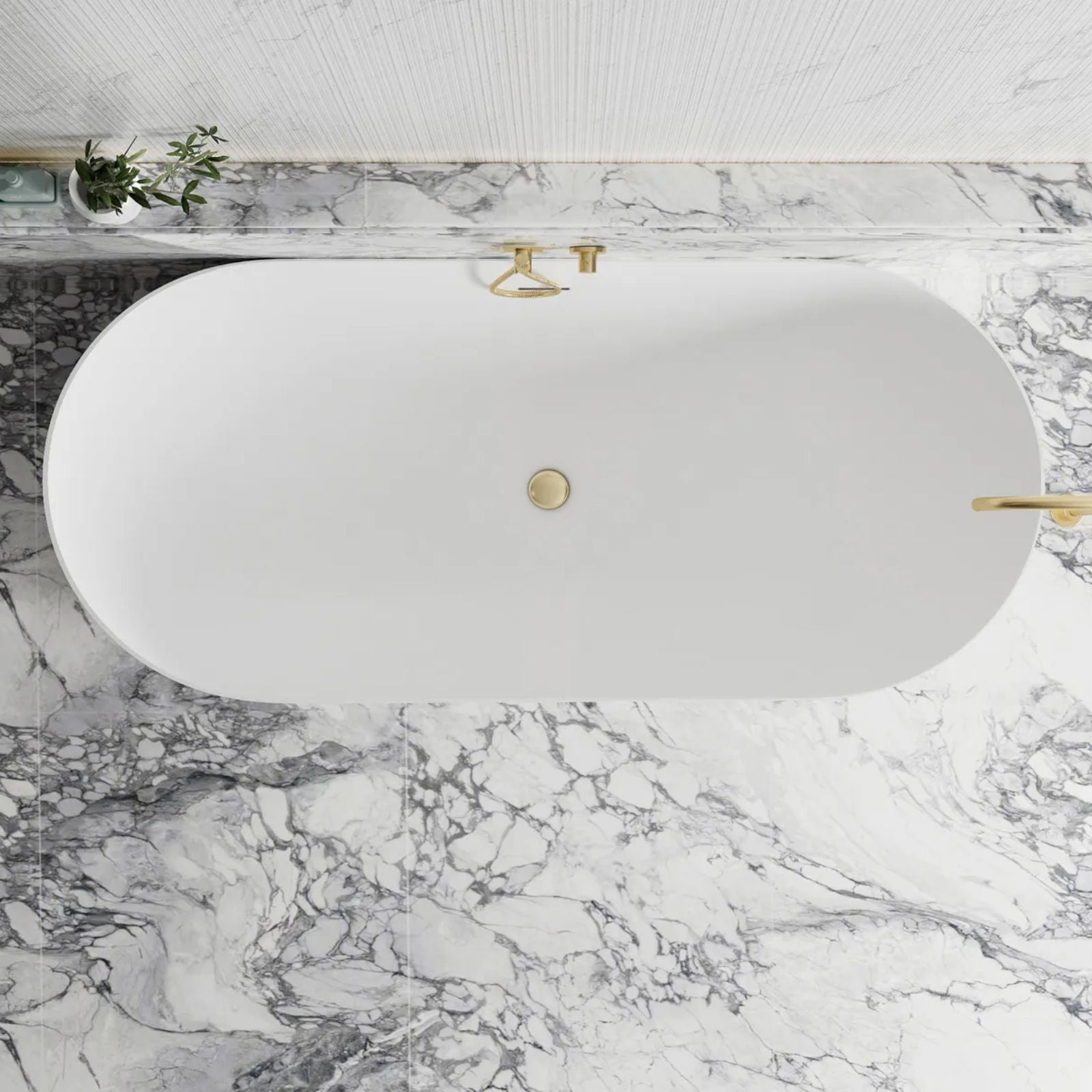 Top Otti Attica Bondi 1700x800x580 Matte White Bath with Overflow & No Waste Included ABBT-1700-MW-OF - The Blue Space