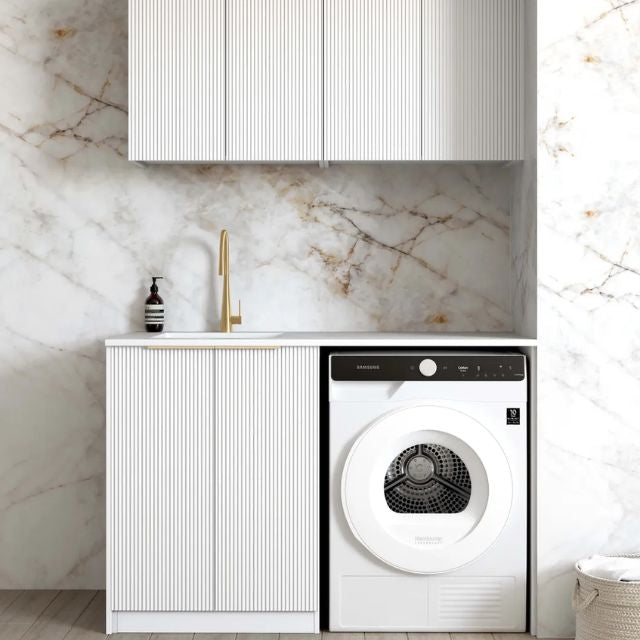 Otti Bondi 1305mm Fluted Laundry Set B - White | The Blue Space