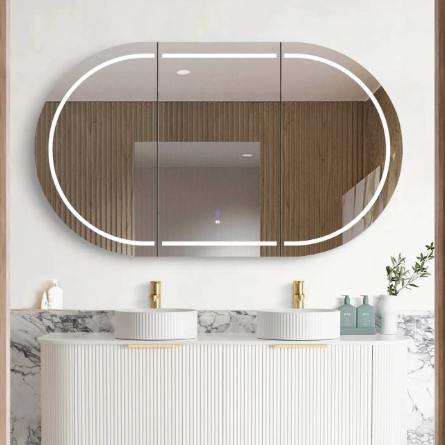 Otti Bondi 1500 LED Shaving Cabinet Matte White LED-BOSV1590W-VP | The Blue Space