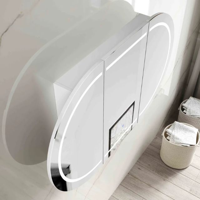 Otti Bondi 1500 LED Shaving Cabinet Matte White Top Corner View LED-BOSV1590W-VP | The Blue Space