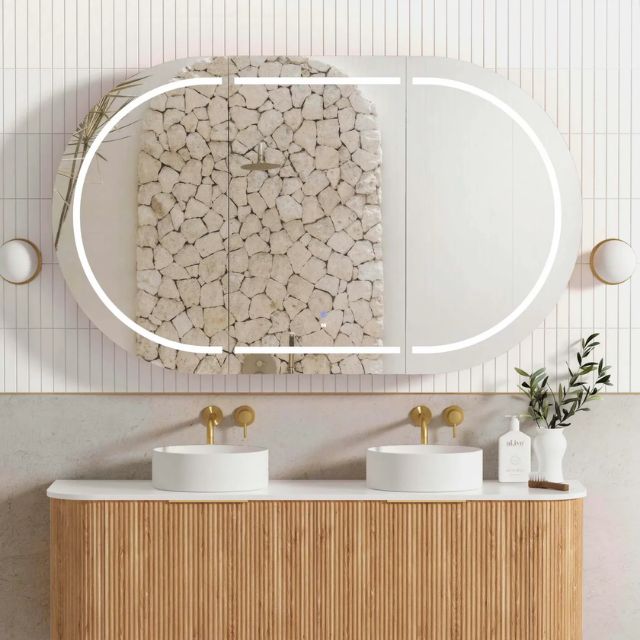 Otti Bondi 1500 LED Shaving Cabinet Natural Oak LED-BOSV1590N-VP | The Blue Space
