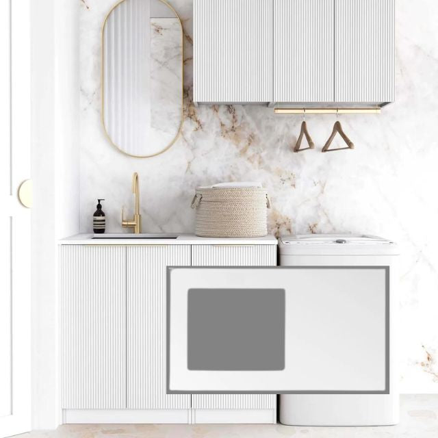 Otti Bondi 1715mm Fluted Laundry Set A - White Pure White Solid Surface LA-1715A-BOW-PW-KIT | The Blue Space