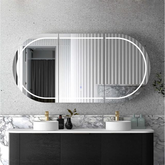 Otti Bondi 1800 LED Shaving Cabinet Black Oak LED-BOSV1890B-VP | The Blue Space