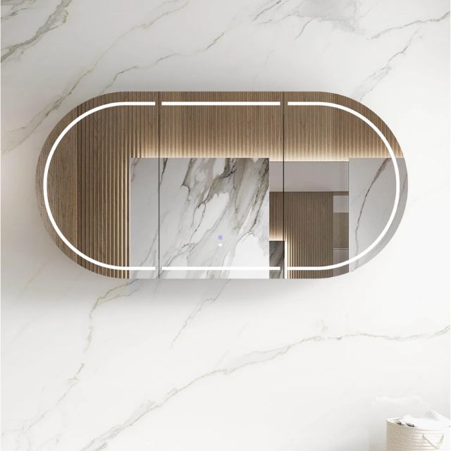 Otti Bondi 1800 LED Shaving Cabinet Natural Oak LED-BOSV1890N-VP | The Blue Space