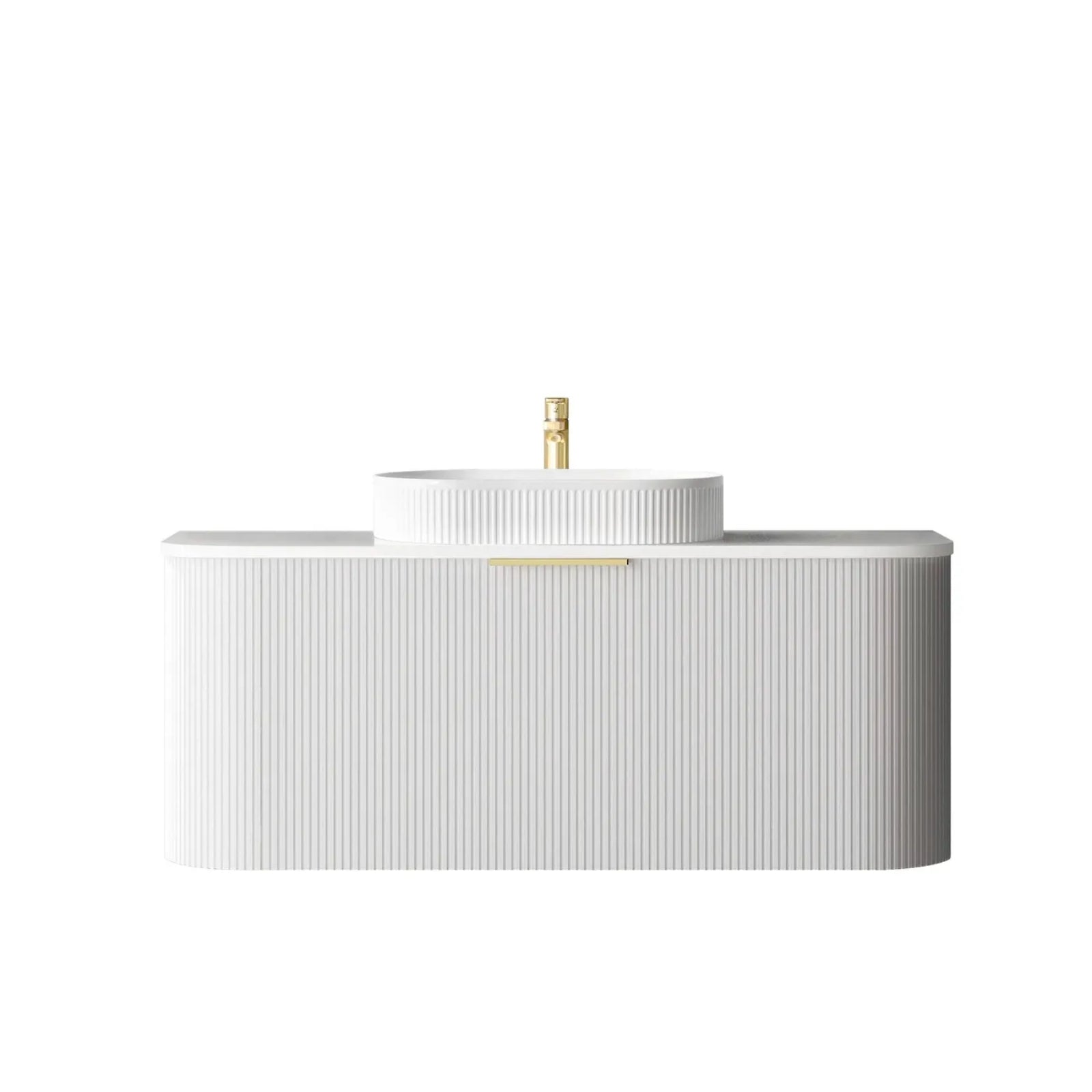 Otti Bondi Fluted Curved Wall Hung Vanity - White BO1200WST-MW-KIT - The Blue Space