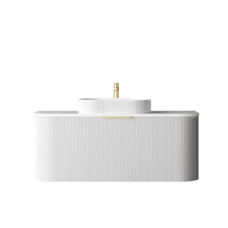 Otti Bondi Fluted Curved Wall Hung Vanity - White