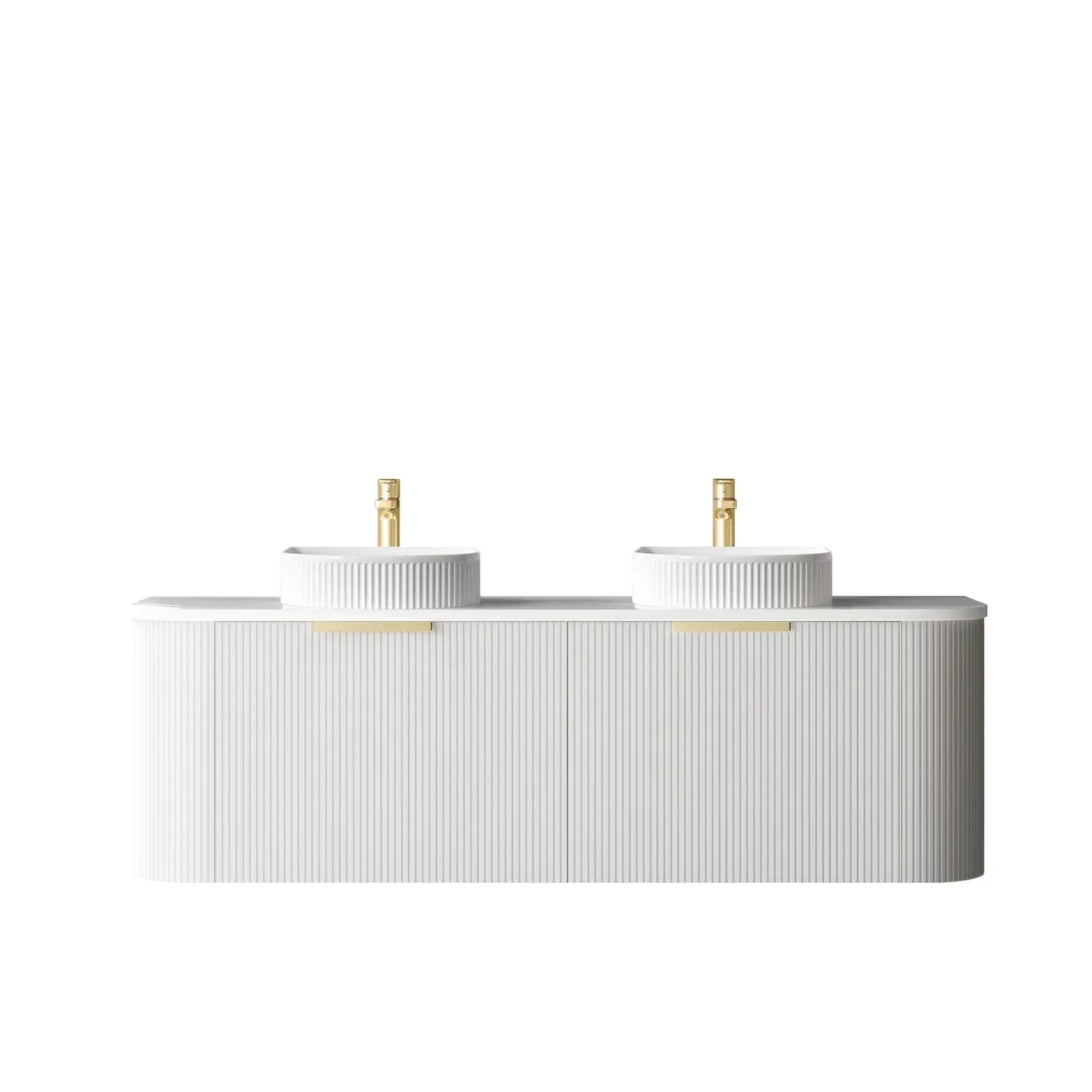 Otti Bondi Fluted Curved Wall Hung Vanity - White BO1500WST-MW-KIT - The Blue Space