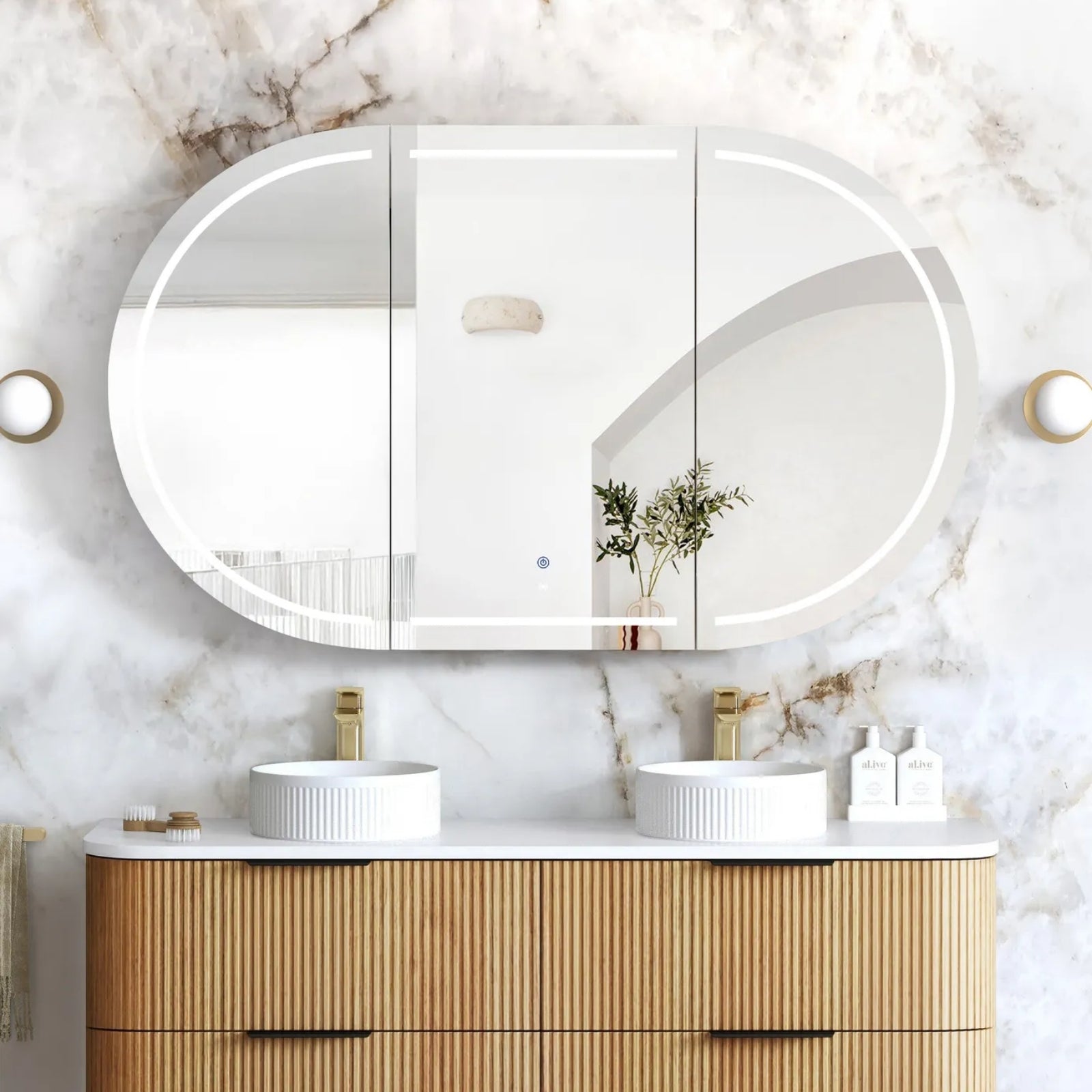 Otti Bondi LED Shaving Cabinet Premium Edition - Woodland Oak LED-BOSV1590WL-VP - The Blue Space
