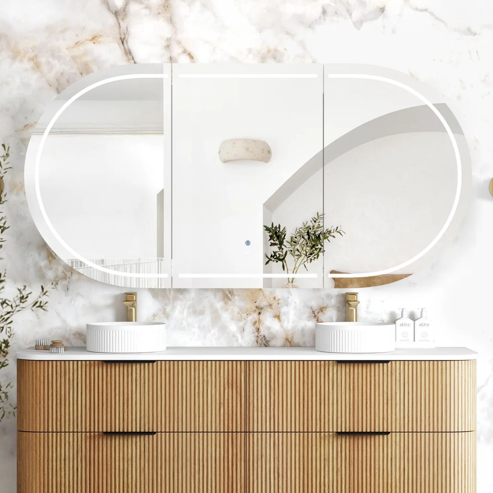Otti Bondi LED Shaving Cabinet Premium Edition - Woodland Oak LED-BOSV1890WL-VP - The Blue Space