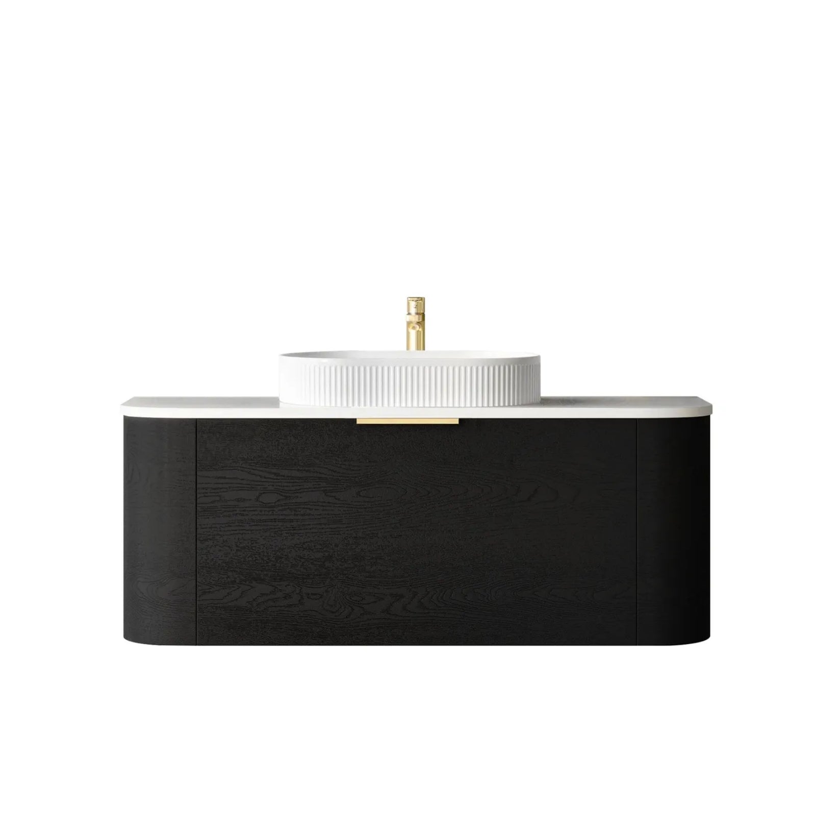Otti Bondi Wall Hung Curve Vanity - Black Oak BO1200BST-PW-KIT - The Blue Space