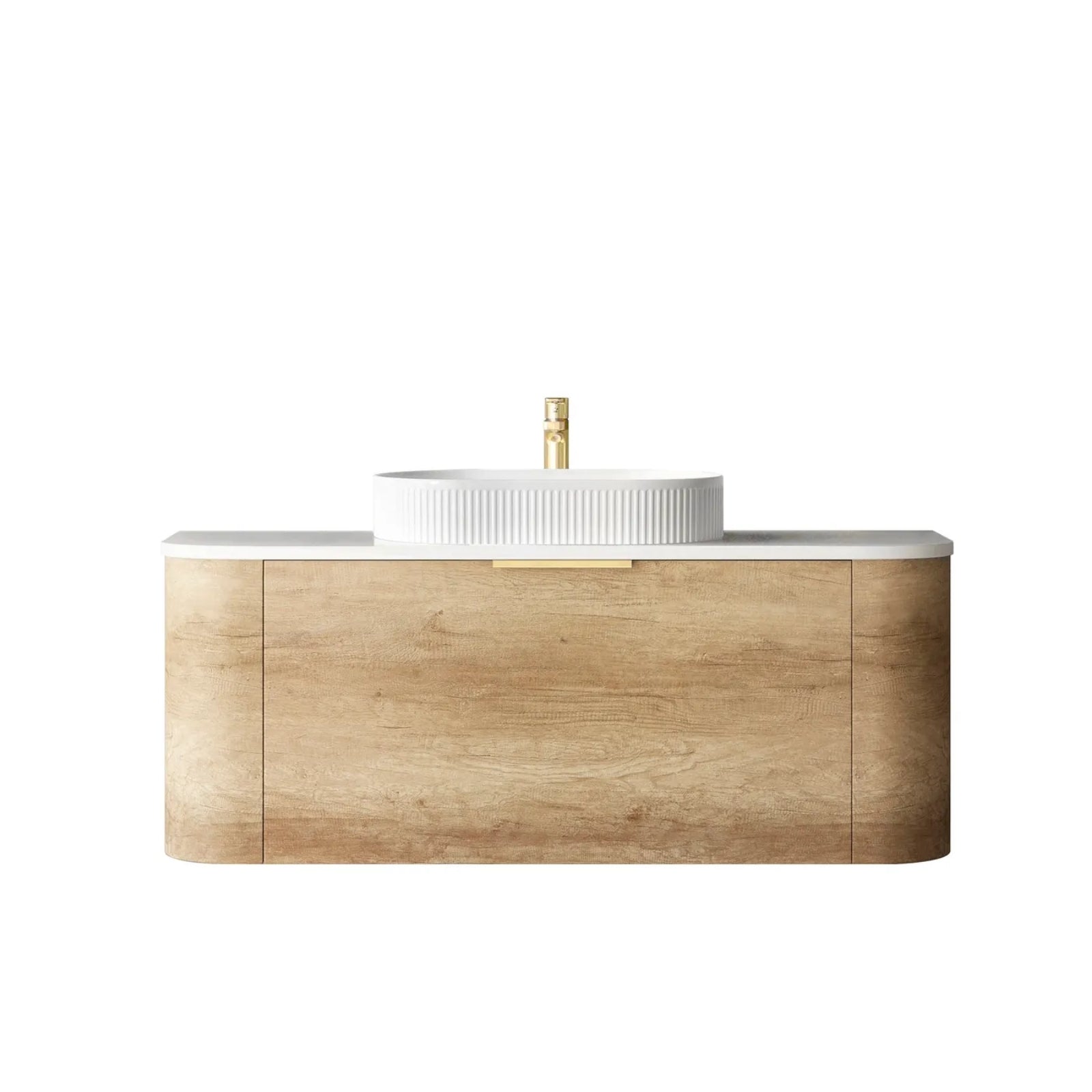 Otti Bondi Wall Hung Curve Vanity - Natural Oak BO1200NST-PW-KIT - The Blue Space