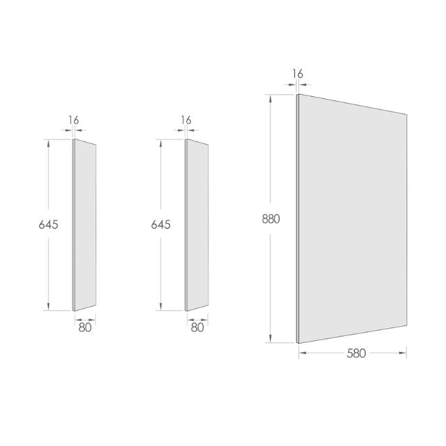 Otti Bondi White 1300mm Laundry Cabinet Set End Panel Technical Drawing | The Blue Space