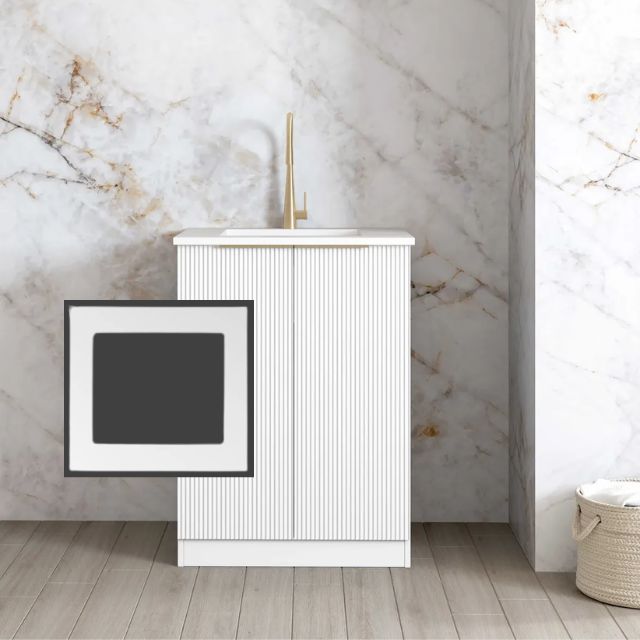 Otti Bondi White 650mm Mini Laundry Pure White Solid Surface LA-650-BOW-PW-KIT | The Blue Space