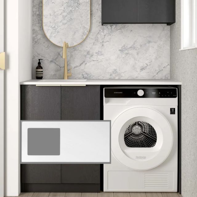 Otti Byron 1305mm Laundry Set A - Black Oak with Matte White Solid Surface Stone Top LA-1305A-BYB-MW-KIT | The Blue Space