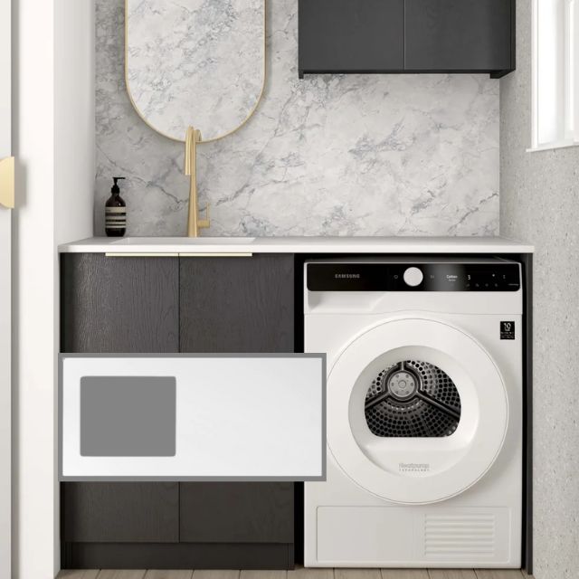 Otti Byron 1305mm Laundry Set A - Black Oak with Pure White Solid Surface Stone Top LA-1305A-BYB-PW-KIT | The Blue Space