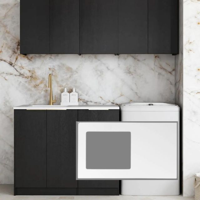 Otti Byron 1715mm Laundry Set B - Black Oak with Matte White Solid Surface Stone Top LA-1715B-BYB-MW-KIT | The Blue Space