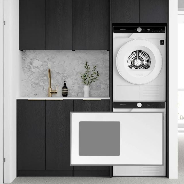 Otti Byron 1715mm Laundry Set C - Black Oak with Matte White Solid Surface Stone Top LA-1715C-BYB-MW-KIT | The Blue Space