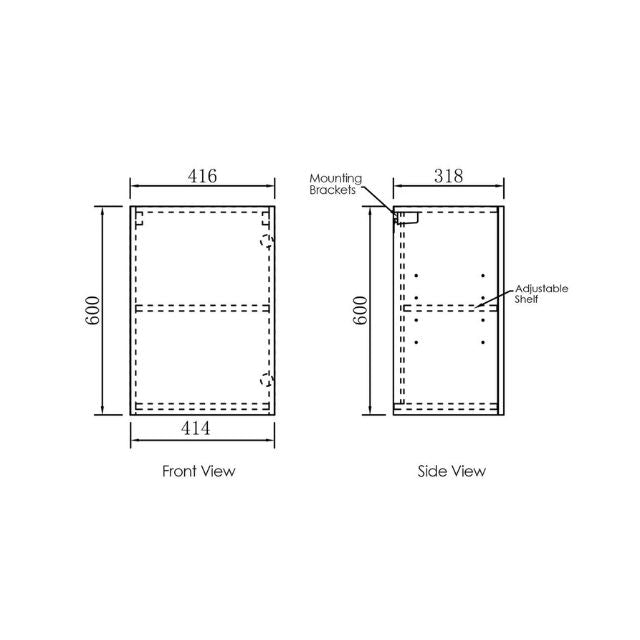 Otti Byron 1715mm Laundry Set C - Natural Oak Include Single Door Wall Cabinet Technical Drawing | The Blue Space