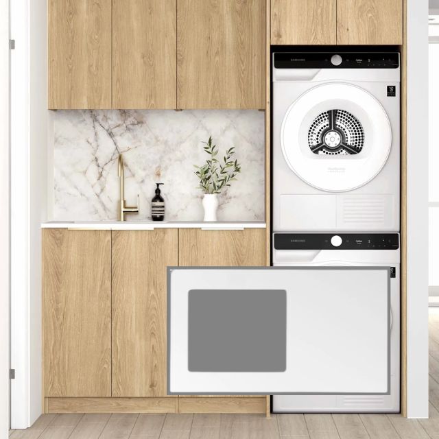 Otti Byron 1715mm Laundry Set C - Natural Oak with Matte White Solid Surface stone top LA-1715C-BYN-MW-KIT | The Blue Space