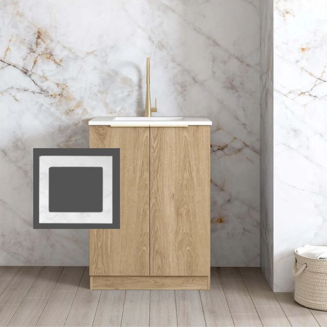 Otti Byron Natural Oak 650mm Mini Laundry Cloudy Carrara Solid Surface LA-650-BYN-CA-KIT | The Blue Space