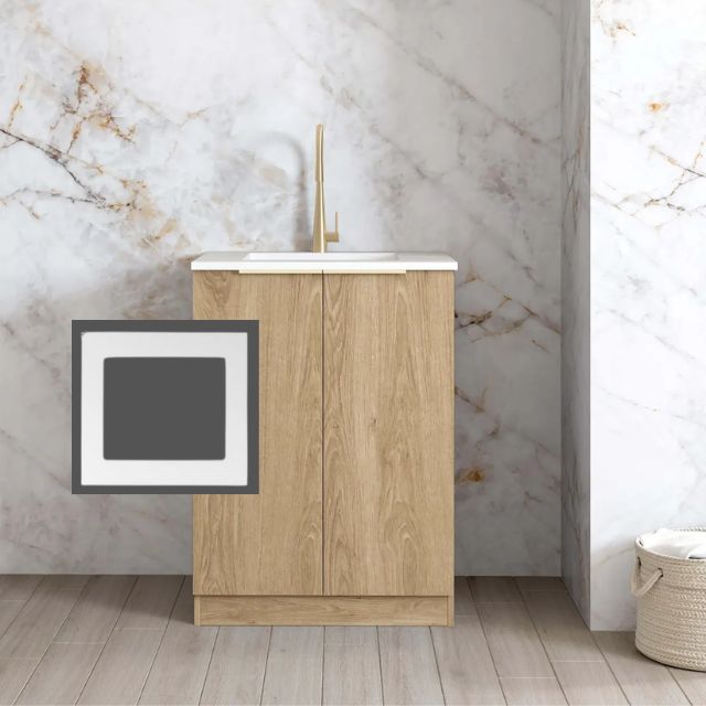 Otti Byron Natural Oak 650mm Mini Laundry Matte White Solid Surface LA-650-BYN-MW-KIT | The Blue Space