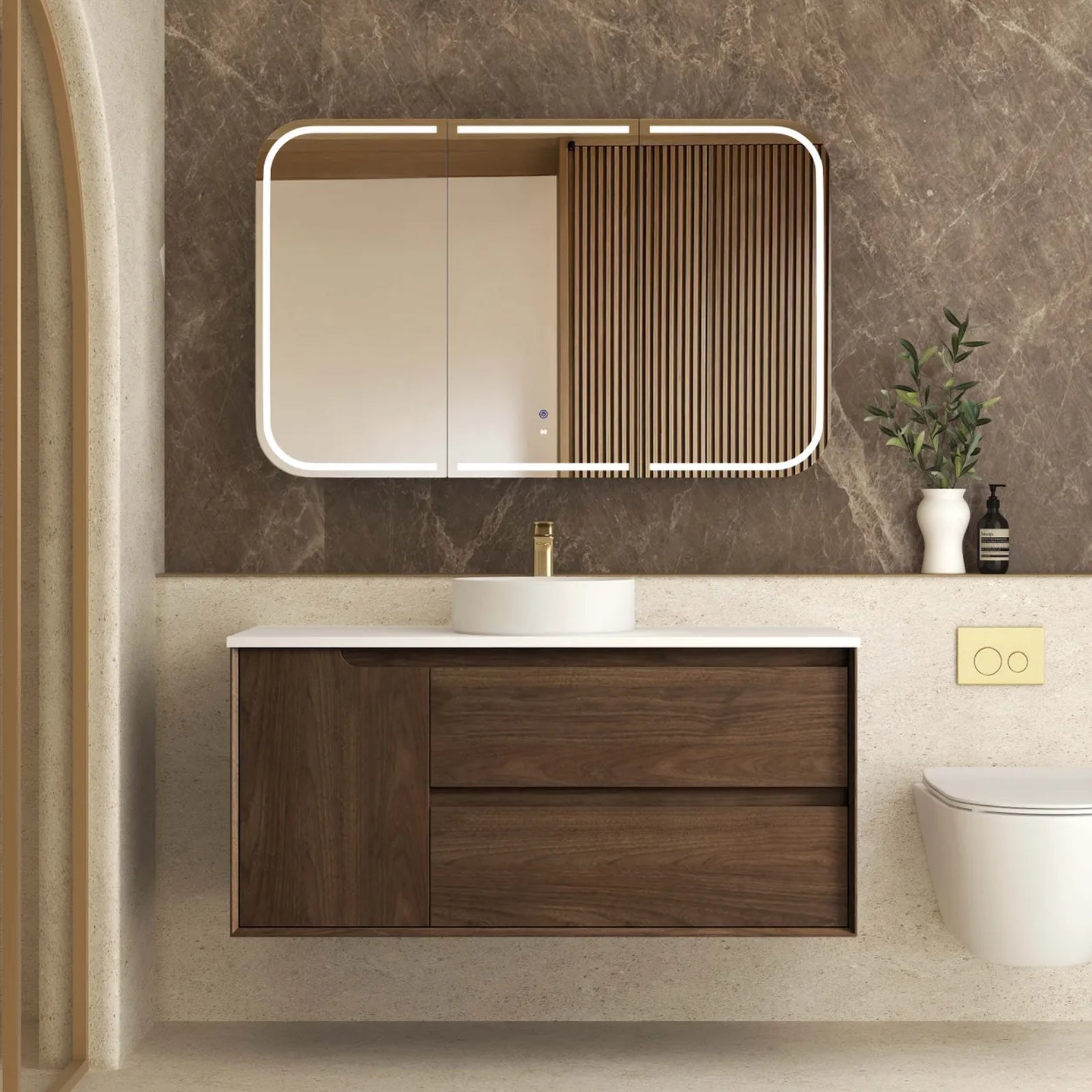 Otti Byron Sable Walnut Wall Hung Cabinet Only BY1200SW - The Blue Space