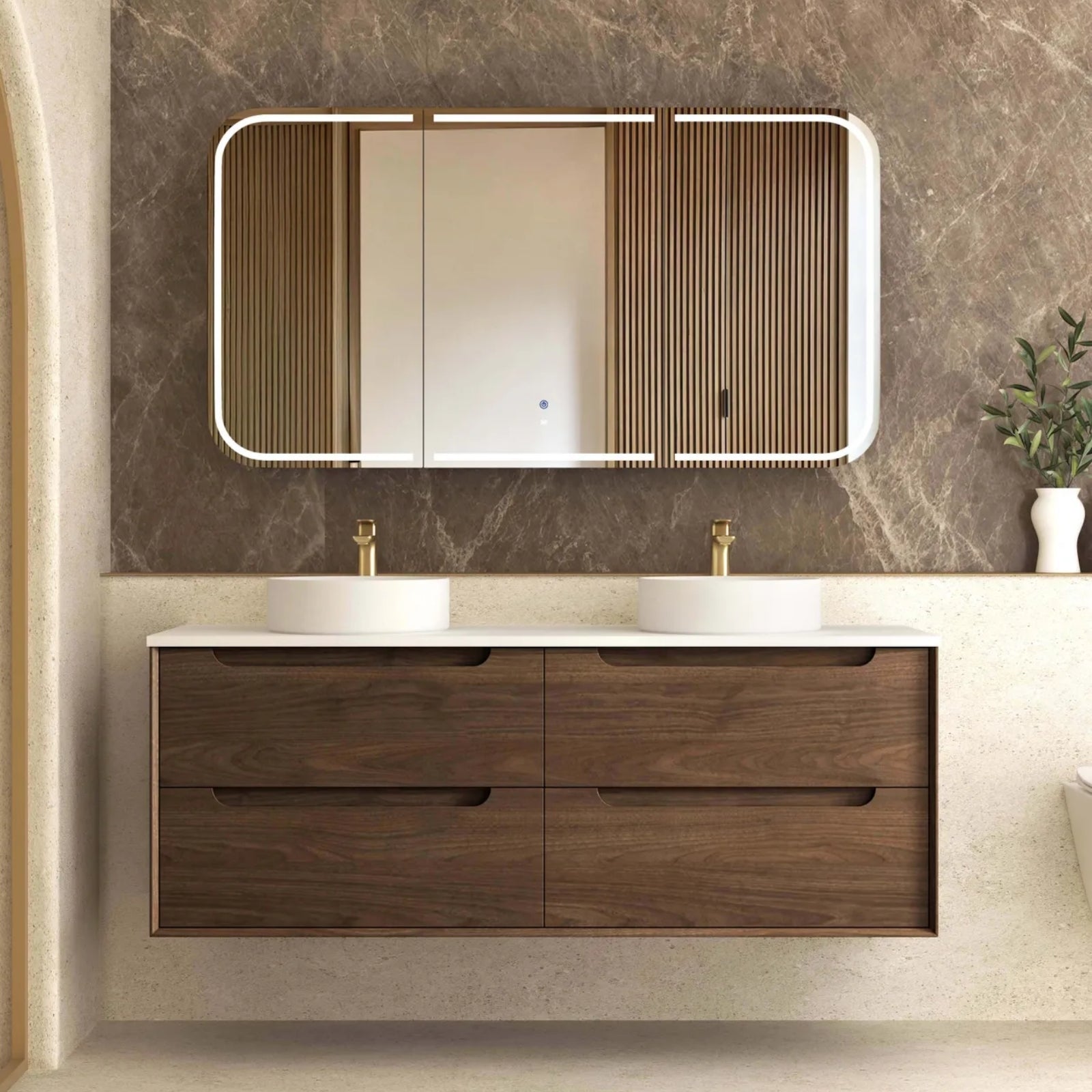Otti Byron Sable Walnut Wall Hung Cabinet Only BY1500SW - The Blue Space