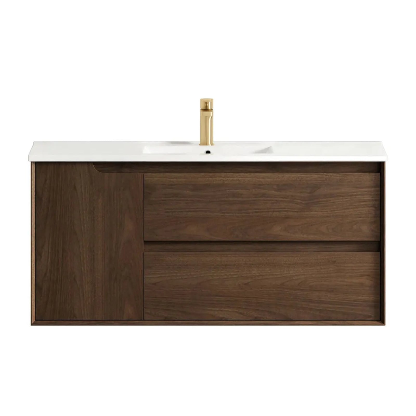 Otti Byron Sable Walnut Wall Hung Vanity with Ceramic Top BY1200SWCT - The Blue Space