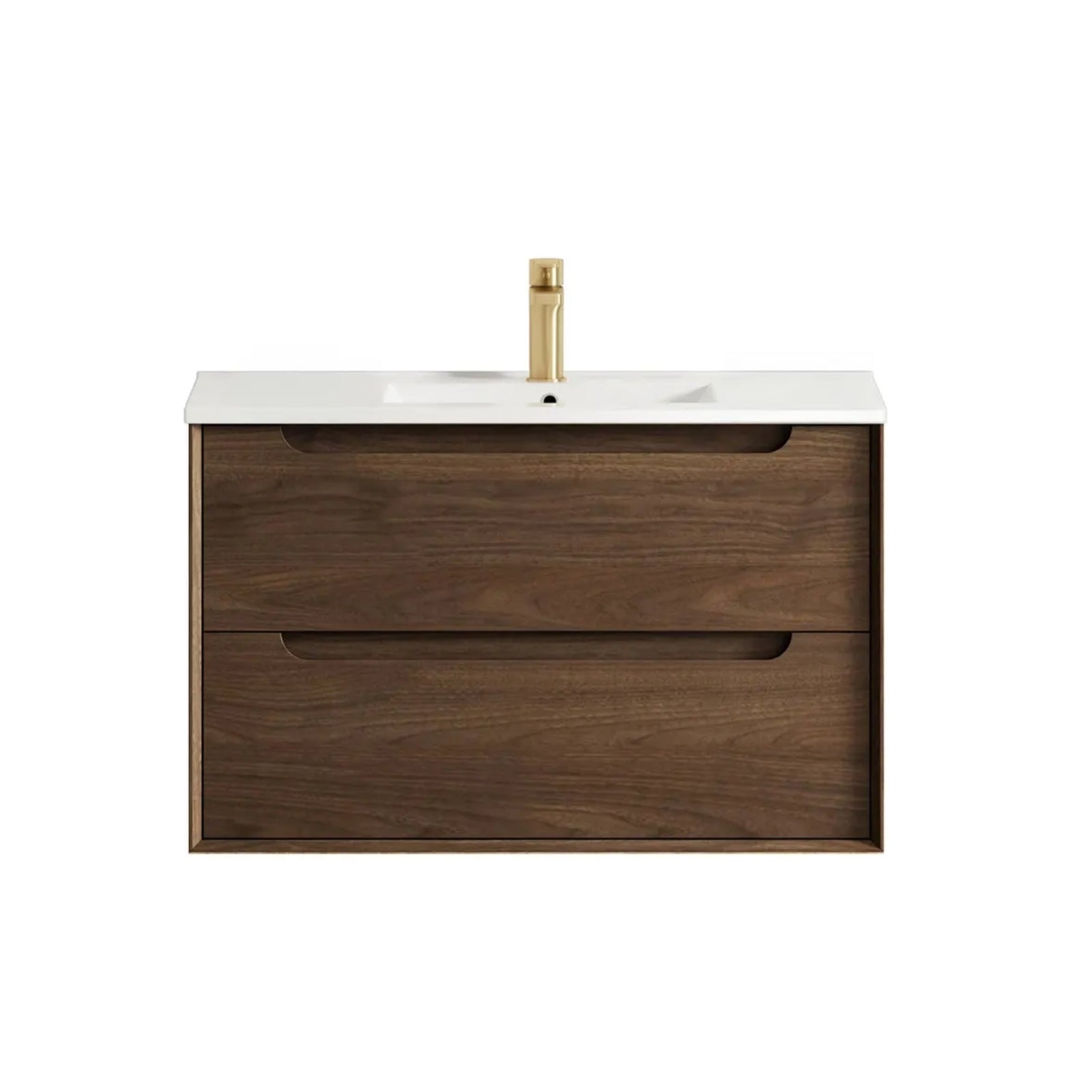 Otti Byron Sable Walnut Wall Hung Vanity with Ceramic Top BY900SWCT - The Blue Space