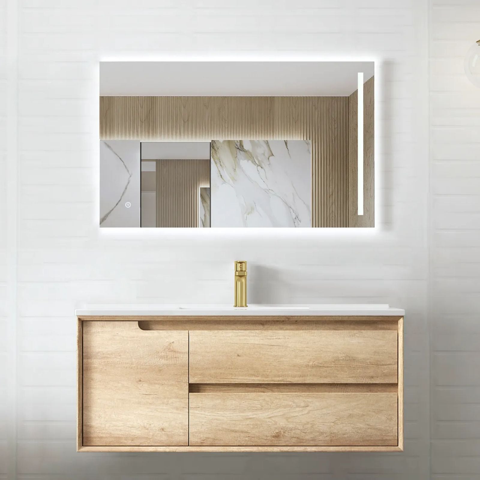 Otti Byron Wall Hung Vanity With Slimline Top BY1200NCT-KIT - The Blue Space