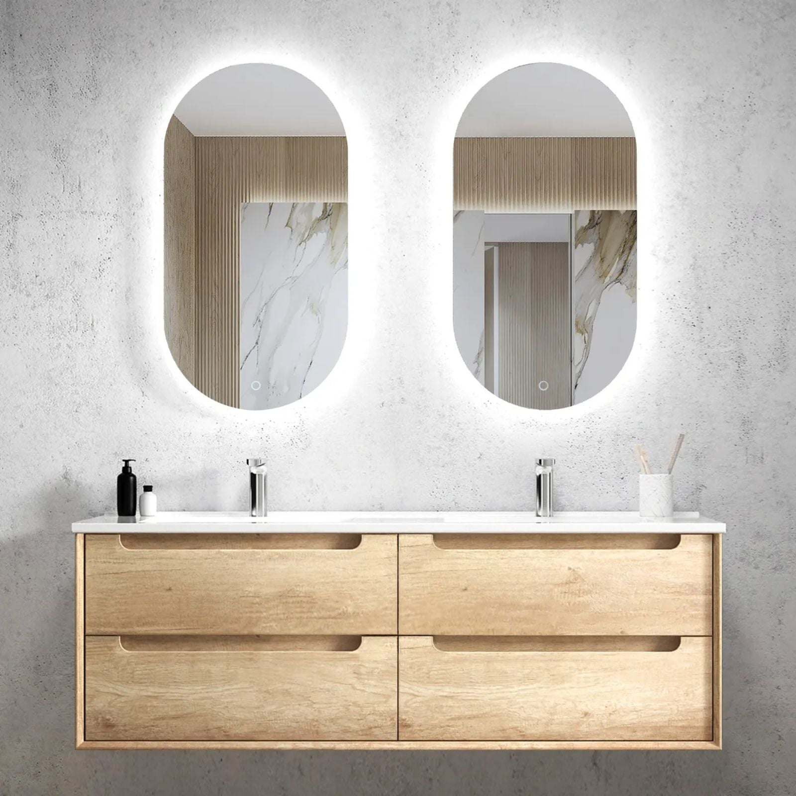 Otti Byron Wall Hung Vanity With Slimline Top BY1500NCT-KIT - The Blue Space