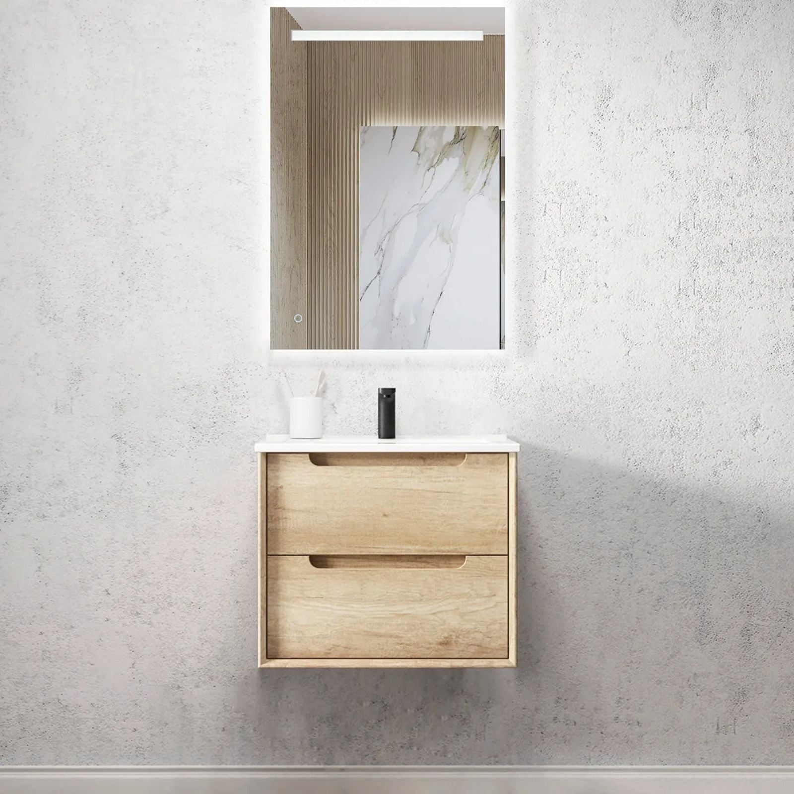 Otti Byron Wall Hung Vanity With Slimline Top BY600NCT-KIT - The Blue Space