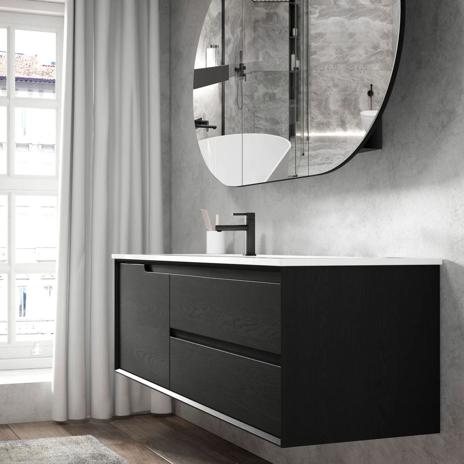 Otti Byron Wall Hung Vanity With Slimline Top BY1200BCT-KIT - The Blue Space