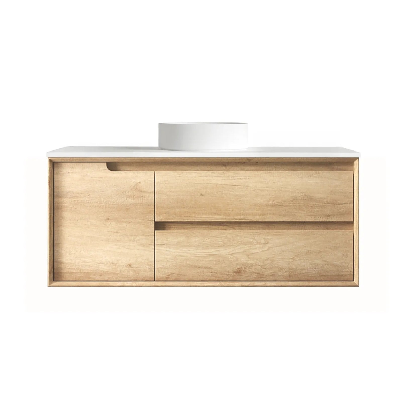 Otti Byron Wall Hung Vanity With Stone Top for Above Counter Basin BY1200NSTUD-PW-KIT - The Blue Space