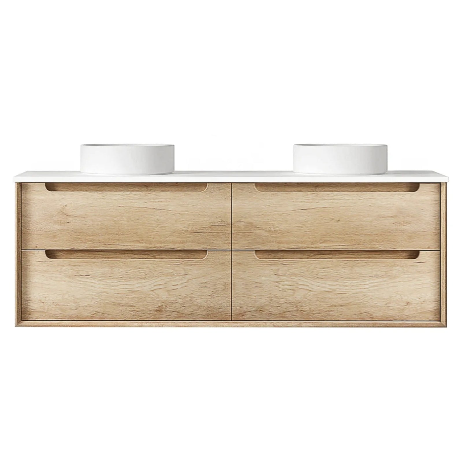 Otti Byron Wall Hung Vanity With Stone Top for Above Counter Basin BY1500NSTUD-PW-KIT - The Blue Space