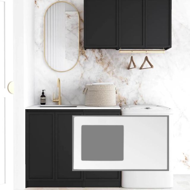 Otti Hampshire 1715mm Laundry Set A - Black Pure White Solid Surface LA-1715A-BOHB-PW-KIT | The Blue Space