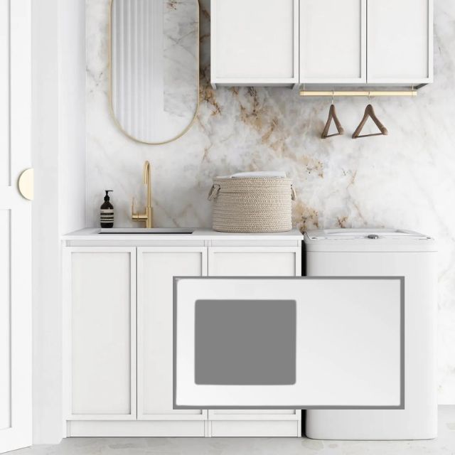 Otti Hampshire 1715mm Laundry Set A - White Pure White Solid Surface LA-1715A-BOHW-PW-KIT | The Blue Space