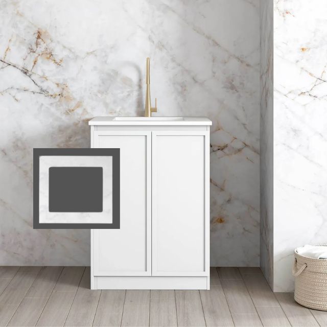 Otti Hampshire White 650mm Mini Laundry Cloudy Carrara Solid Surface LA-650-BOHW-CA-KIT | The Blue Space