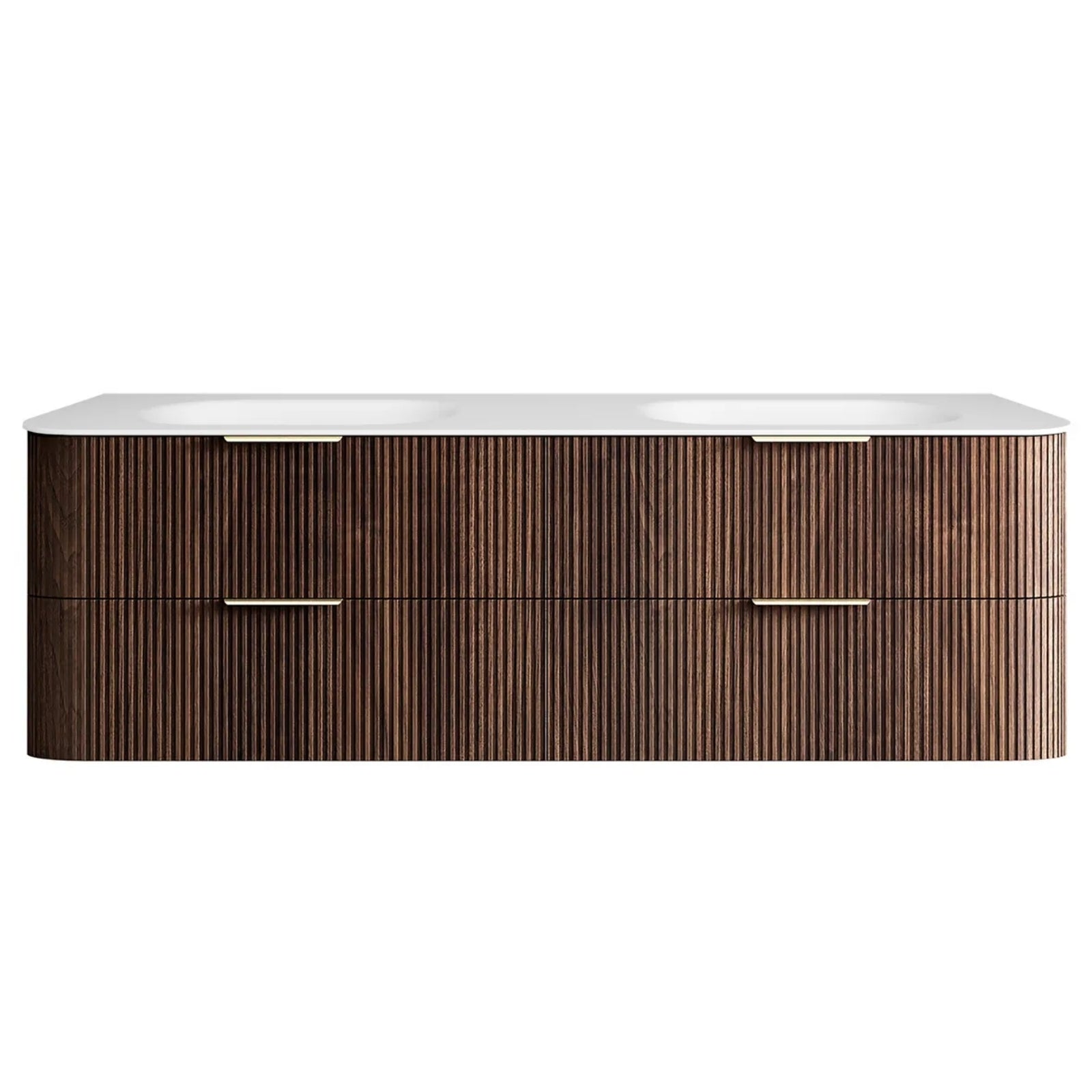 Otti Havana Fluted Curved Sable Walnut Wall Hung Vanity with Chloe Silk Top HA1800SWMT-CS - The Blue Space