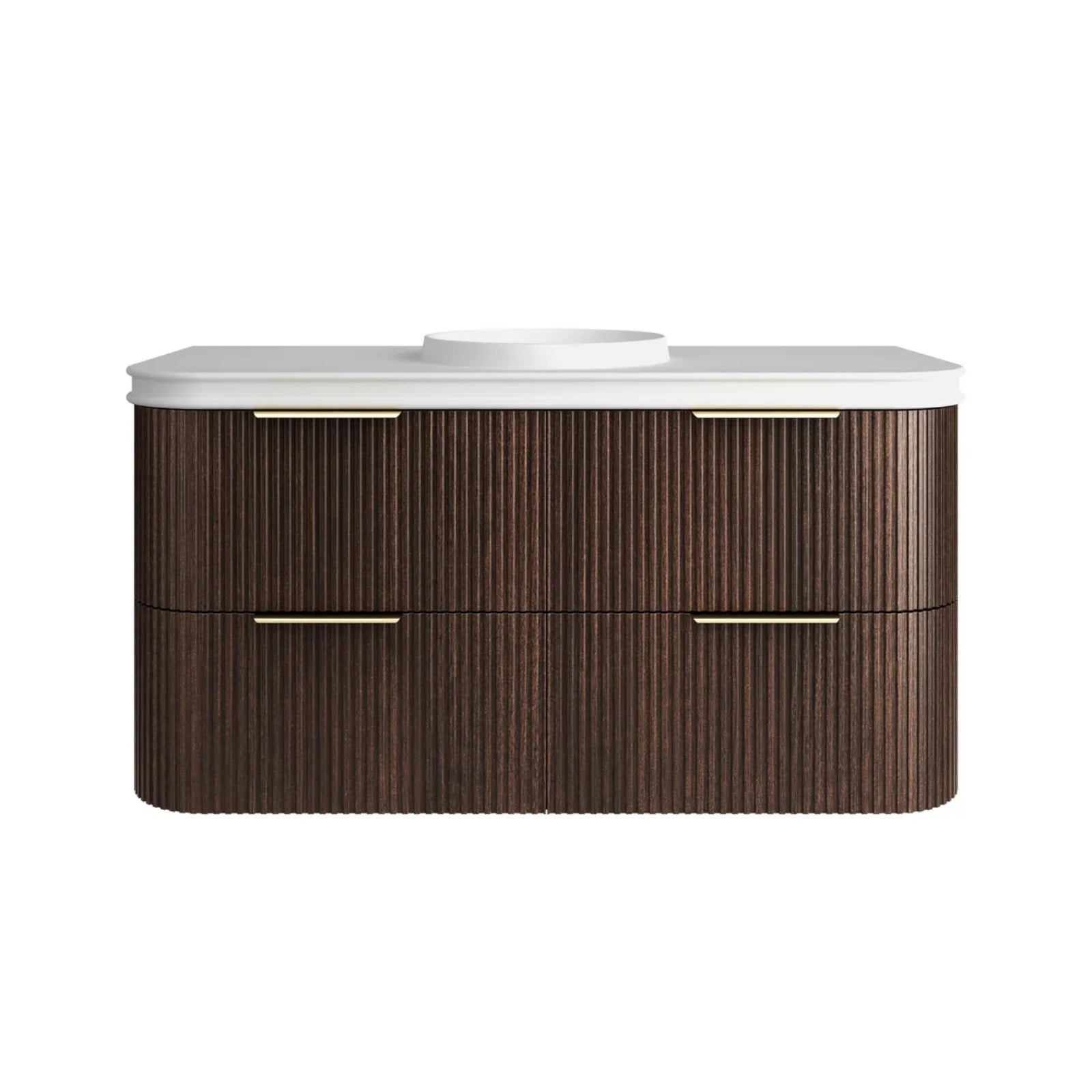 Otti Havana Fluted Curved Sable Walnut Wall Hung Vanity with Moulded Top HA1200SWMT-RB - The Blue Space
