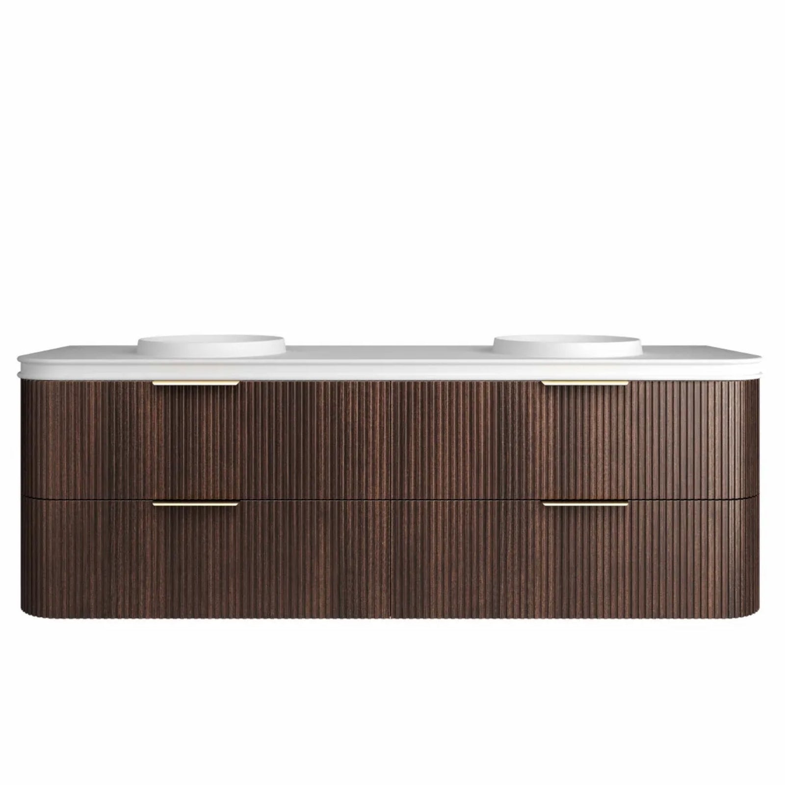 Otti Havana Fluted Curved Sable Walnut Wall Hung Vanity with Moulded Top HA1800SWMT-RB - The Blue Space