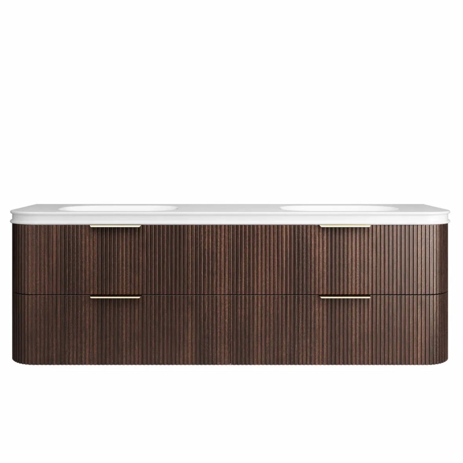 Otti Havana Fluted Curved Sable Walnut Wall Hung Vanity with Moulded Top HA1800SWMT-SB - The Blue Space