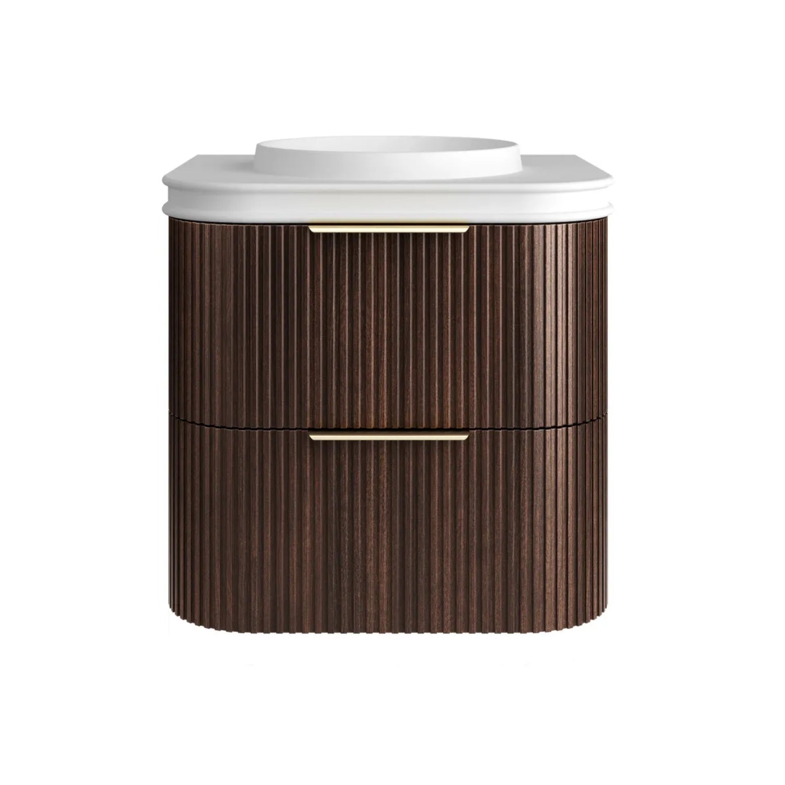 Otti Havana Fluted Curved Sable Walnut Wall Hung Vanity with Moulded Top HA600SWMT-RB - The Blue Space