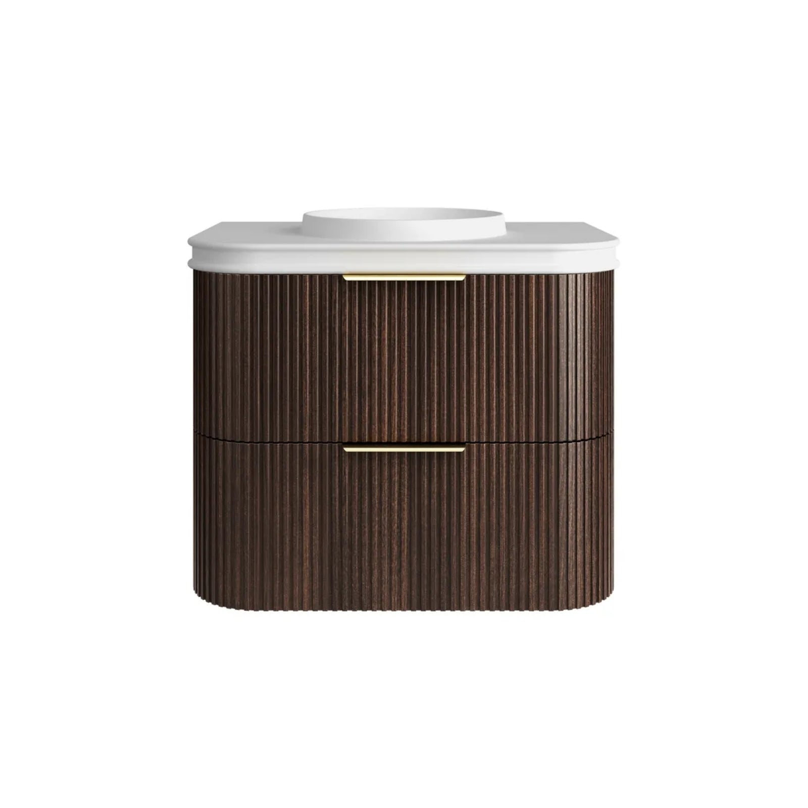 Otti Havana Fluted Curved Sable Walnut Wall Hung Vanity with Moulded Top HA750SWMT-RB - The Blue Space