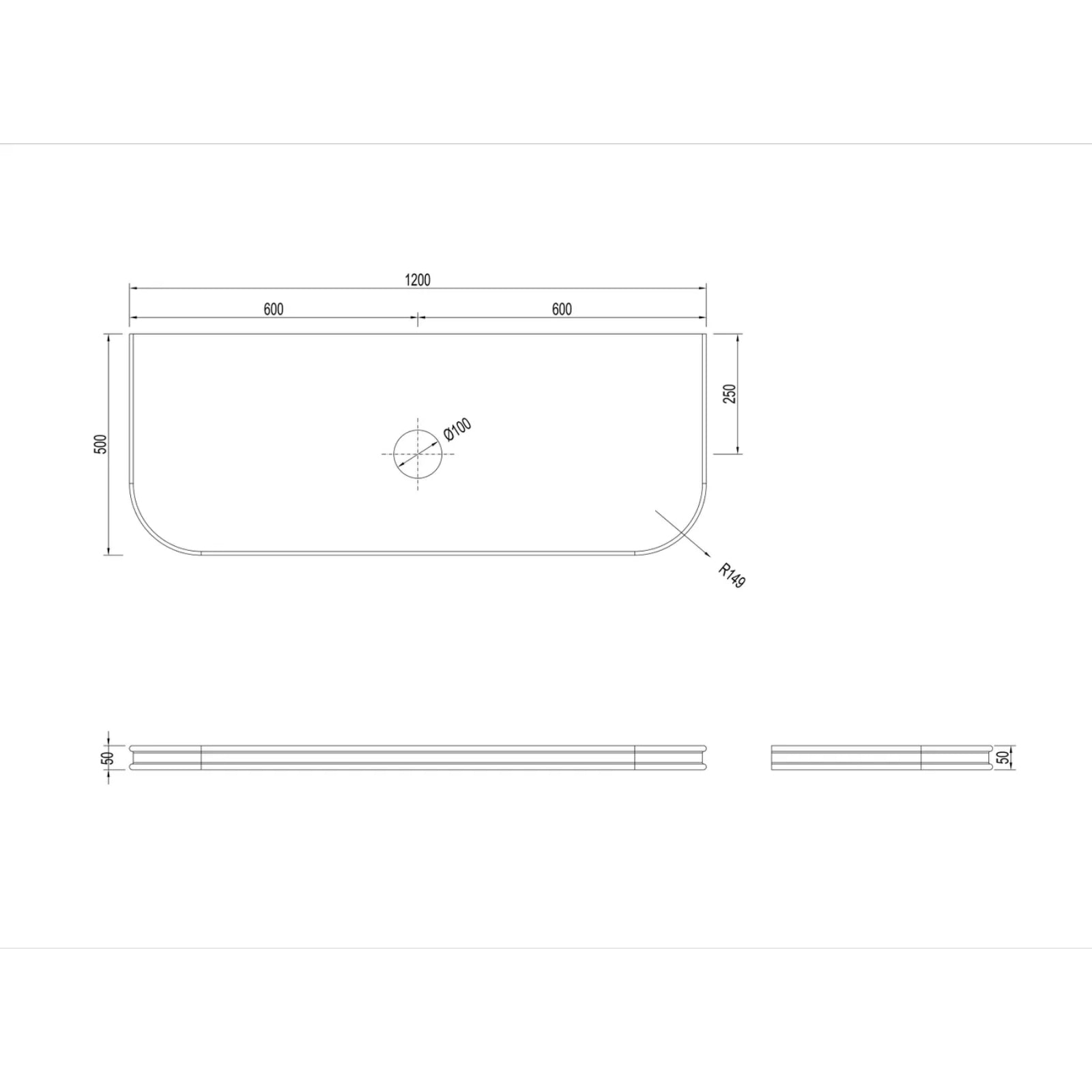Benchtop Technical Drawer Otti Havana Fluted Curved Sable Walnut Wall Hung Vanity with Stone Top HA1200SWST-SD - The Blue Space