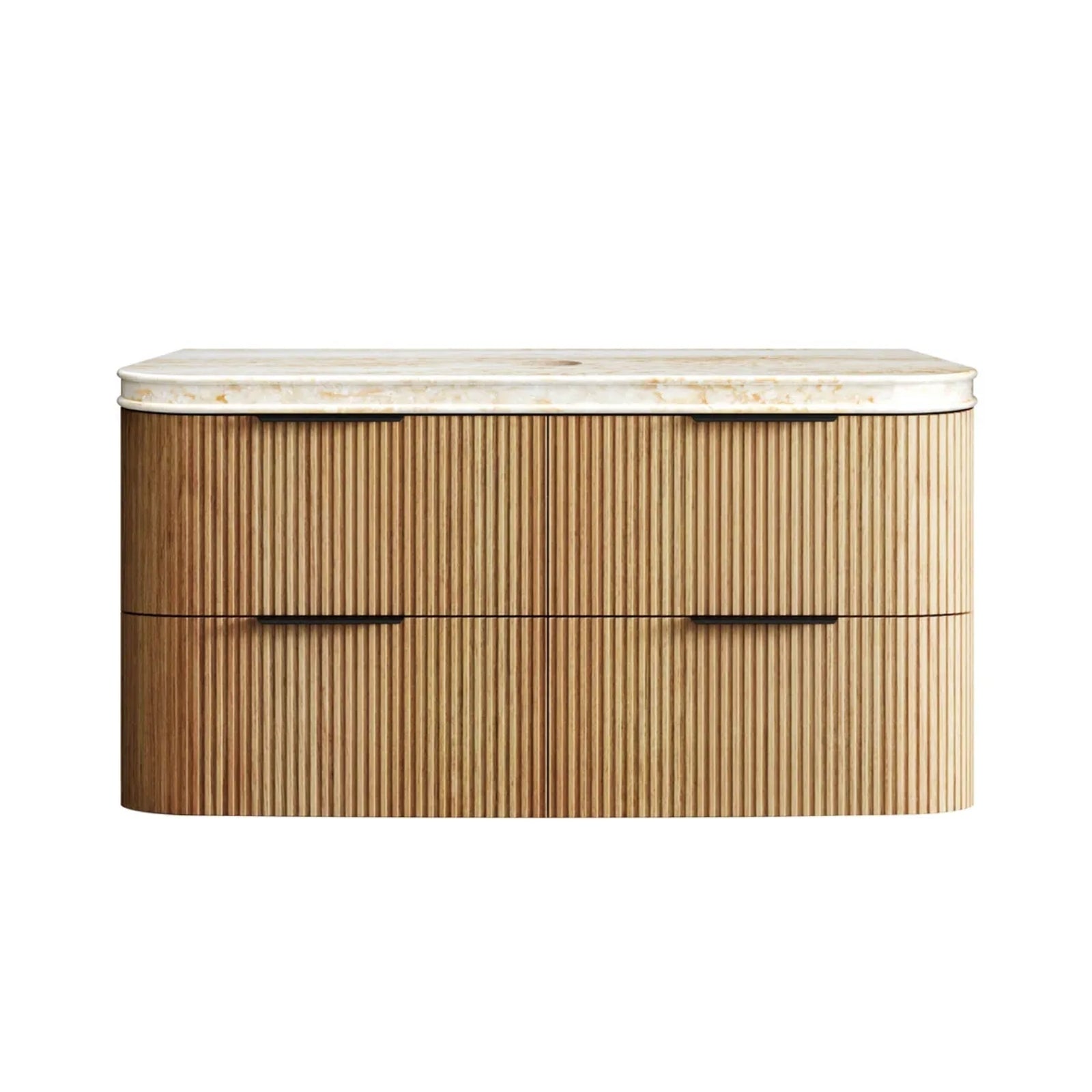 Otti Havana Fluted Curved Wall Hung Vanity with Stone Top - Woodland Oak HAW1200LST-SD - The Blue Space