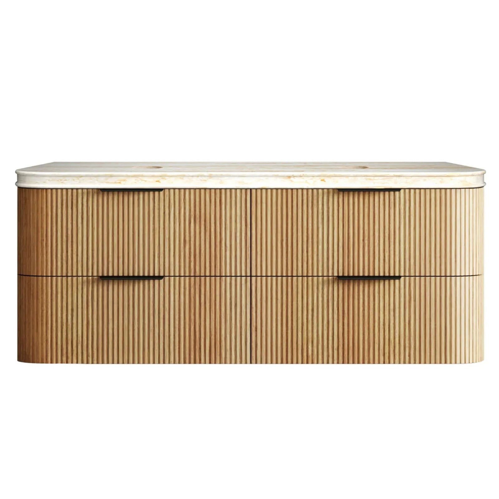 Otti Havana Fluted Curved Wall Hung Vanity with Stone Top - Woodland Oak HAW1500LST-SD - The Blue Space