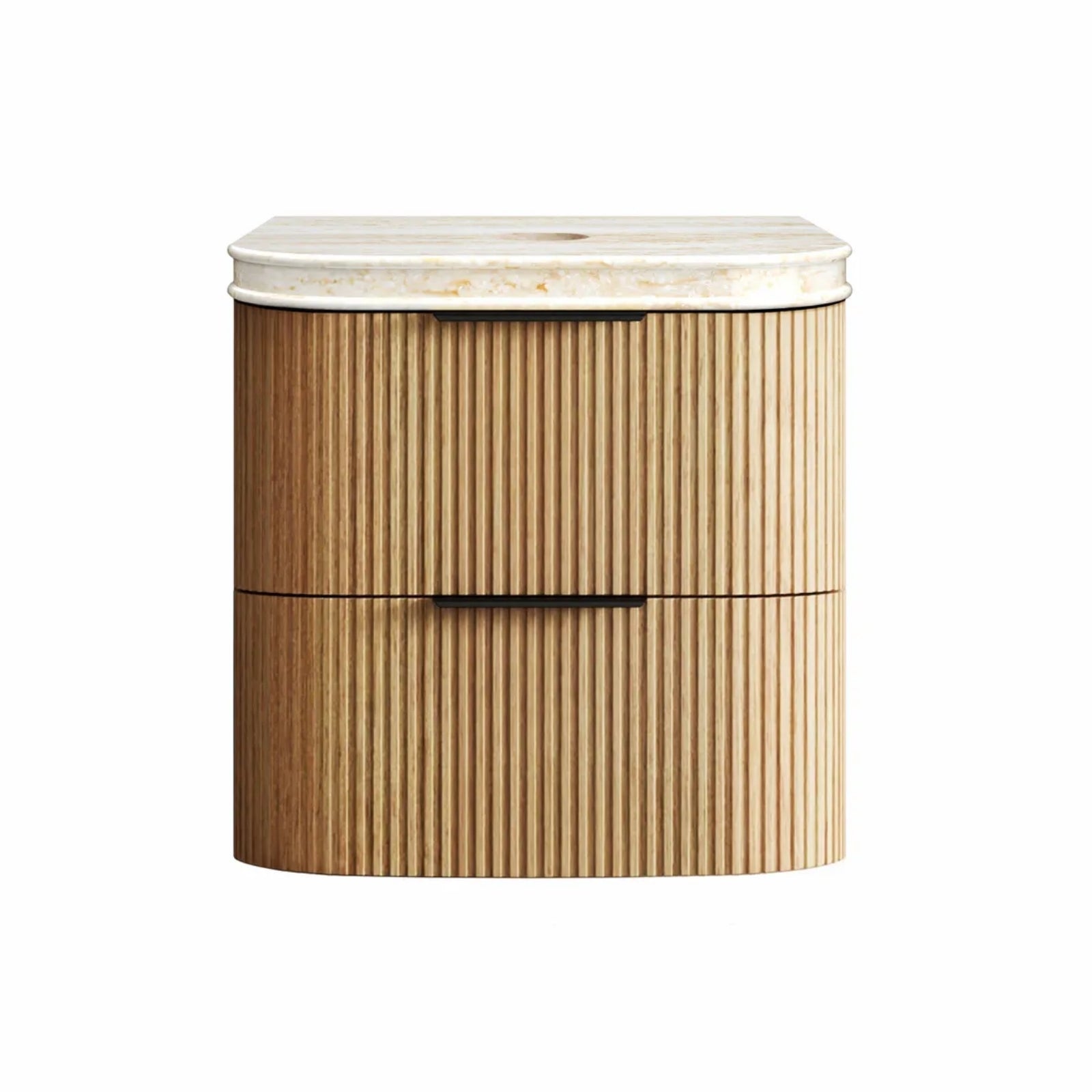 Otti Havana Fluted Curved Wall Hung Vanity with Stone Top - Woodland Oak HAW600LST-SD - The Blue Space