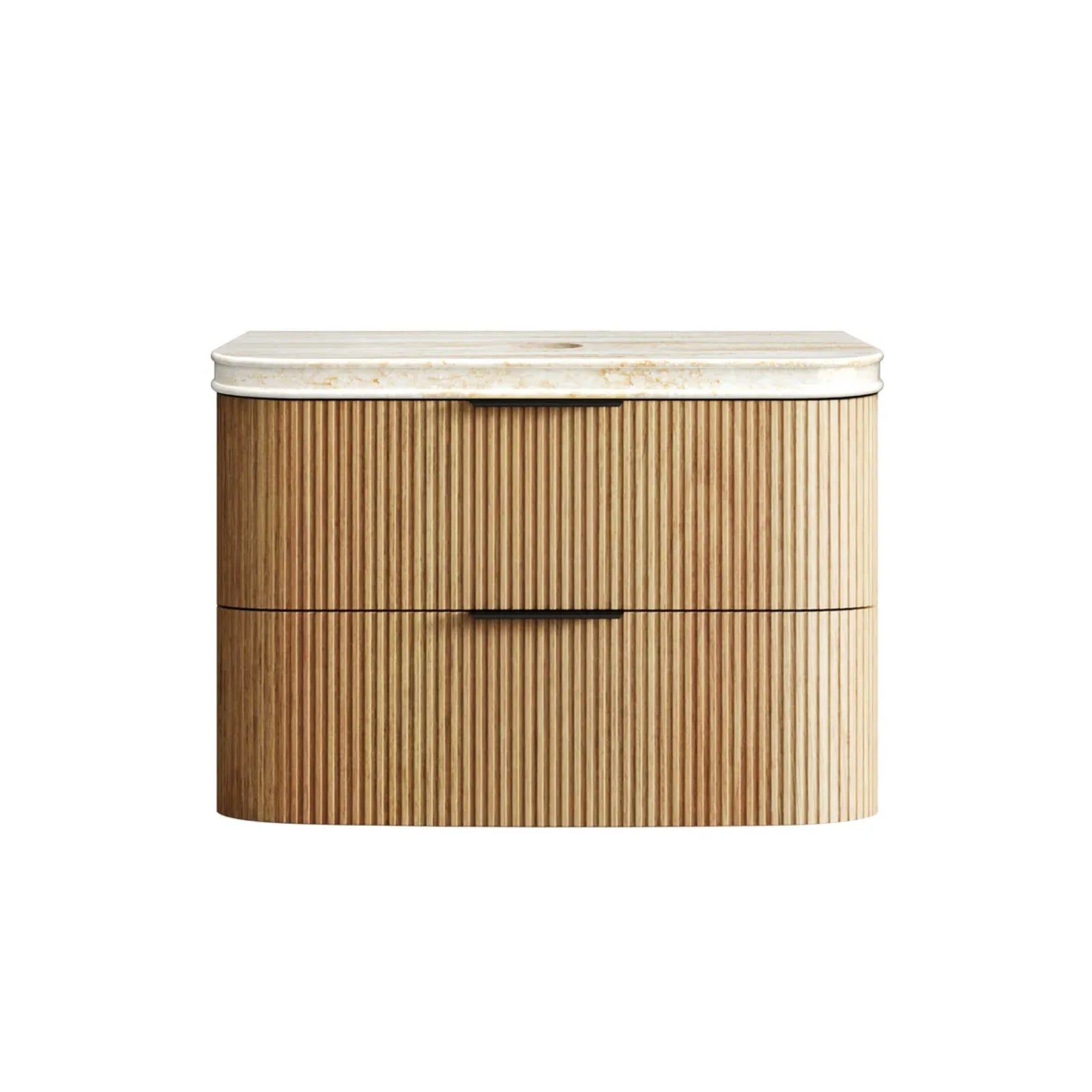 Otti Havana Fluted Curved Wall Hung Vanity with Stone Top - Woodland Oak HAW900LST-SD - The Blue Space
